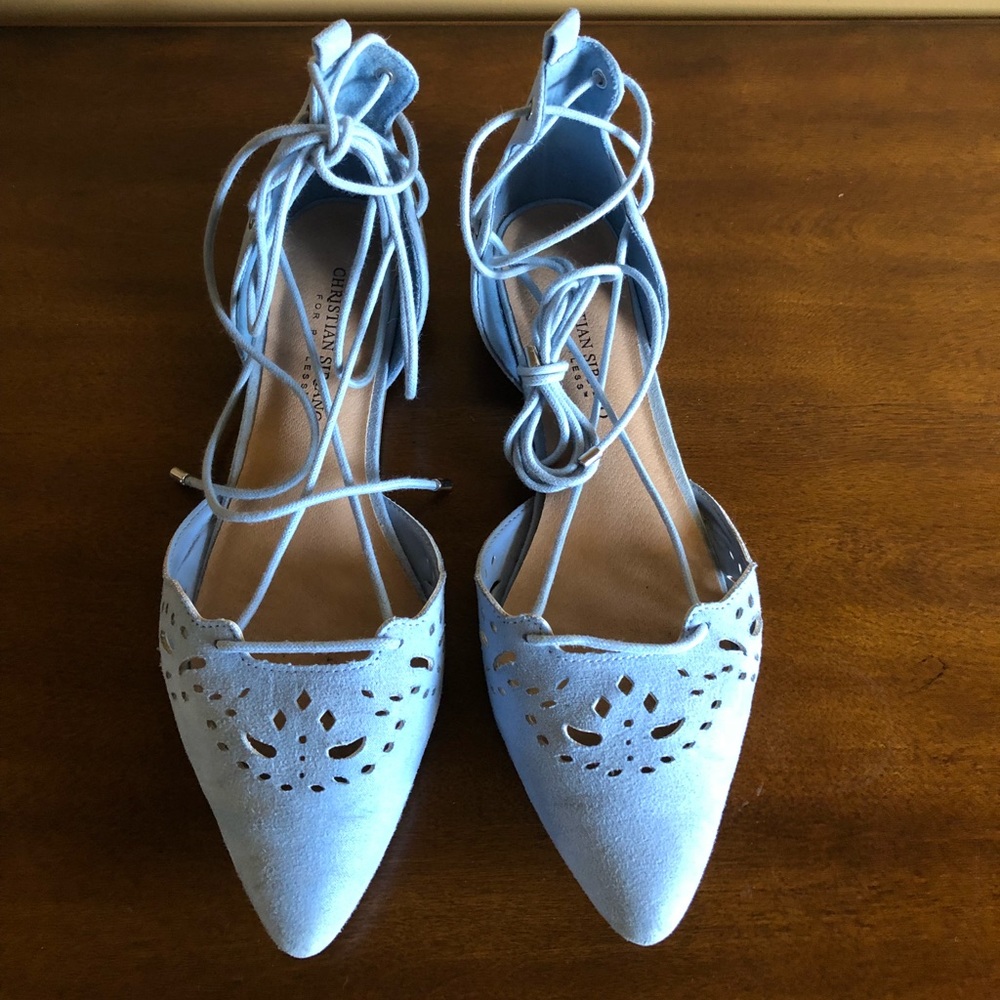 Baby Blue Tie-Up Flats